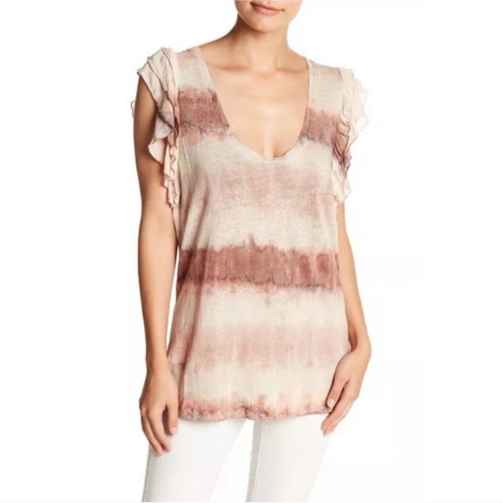 Flynn Skye pink and brown ruffle T-shirt